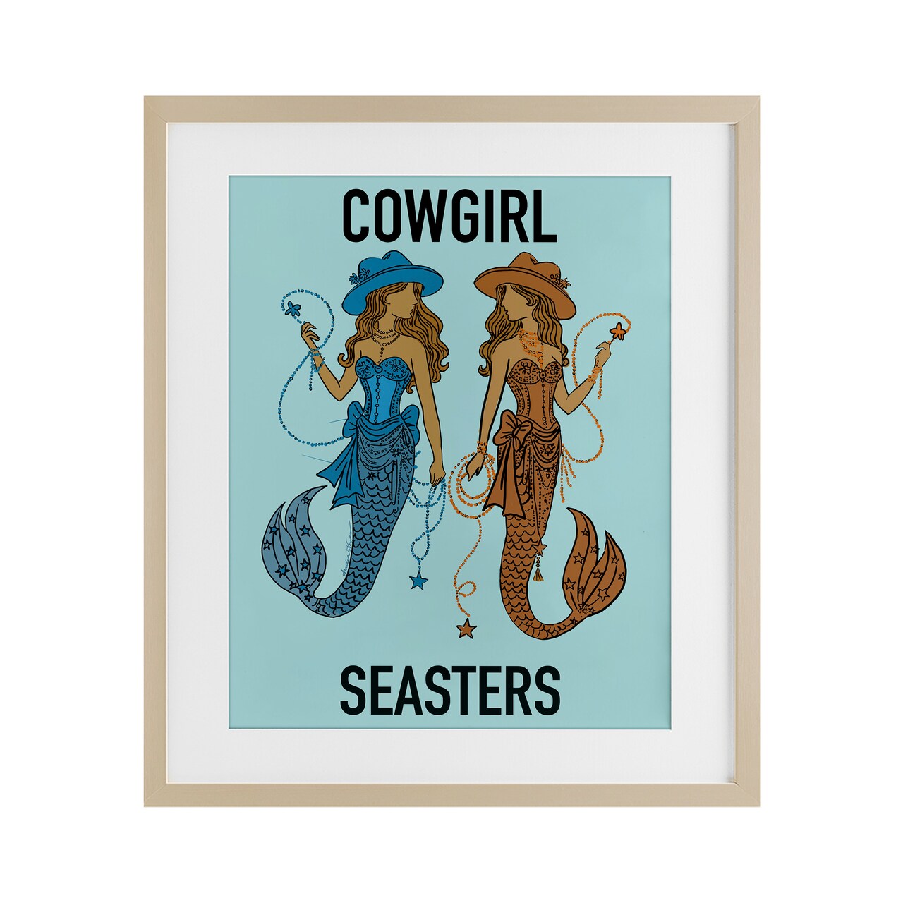 Stupell Industries Cowgirl Seasters Mermaid Friendship Framed Print Under Glass, design by Amelia Noyes
